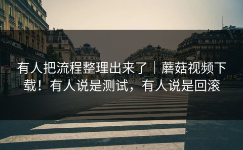 有人把流程整理出来了｜蘑菇视频下载！有人说是测试，有人说是回滚