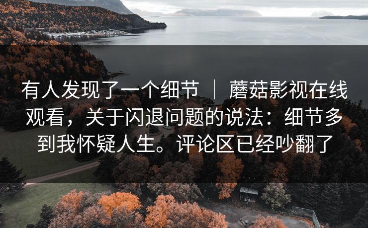 有人发现了一个细节 ｜ 蘑菇影视在线观看，关于闪退问题的说法：细节多到我怀疑人生。评论区已经吵翻了